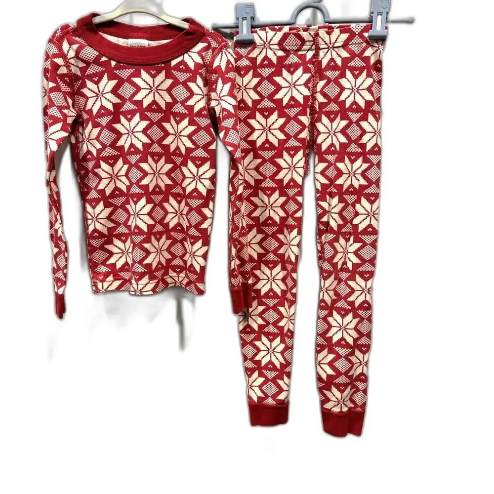 Hanna Andersson Pajamas Cotton Matching Long John Christmas Red Kids 120 6-7